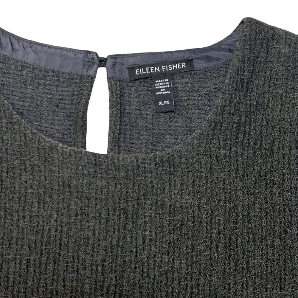Eileen Fisher Textured Ripple Knit Seaweed Round Neck 3/4 Sleeve Top Medium - Picture 10 of 15